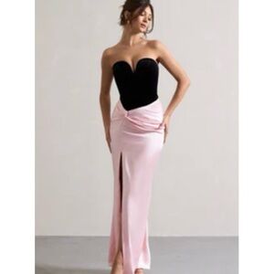 Black & Pink Corseted Wrap Gown